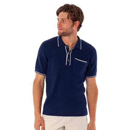 Bungalow Sweater Polo Navy