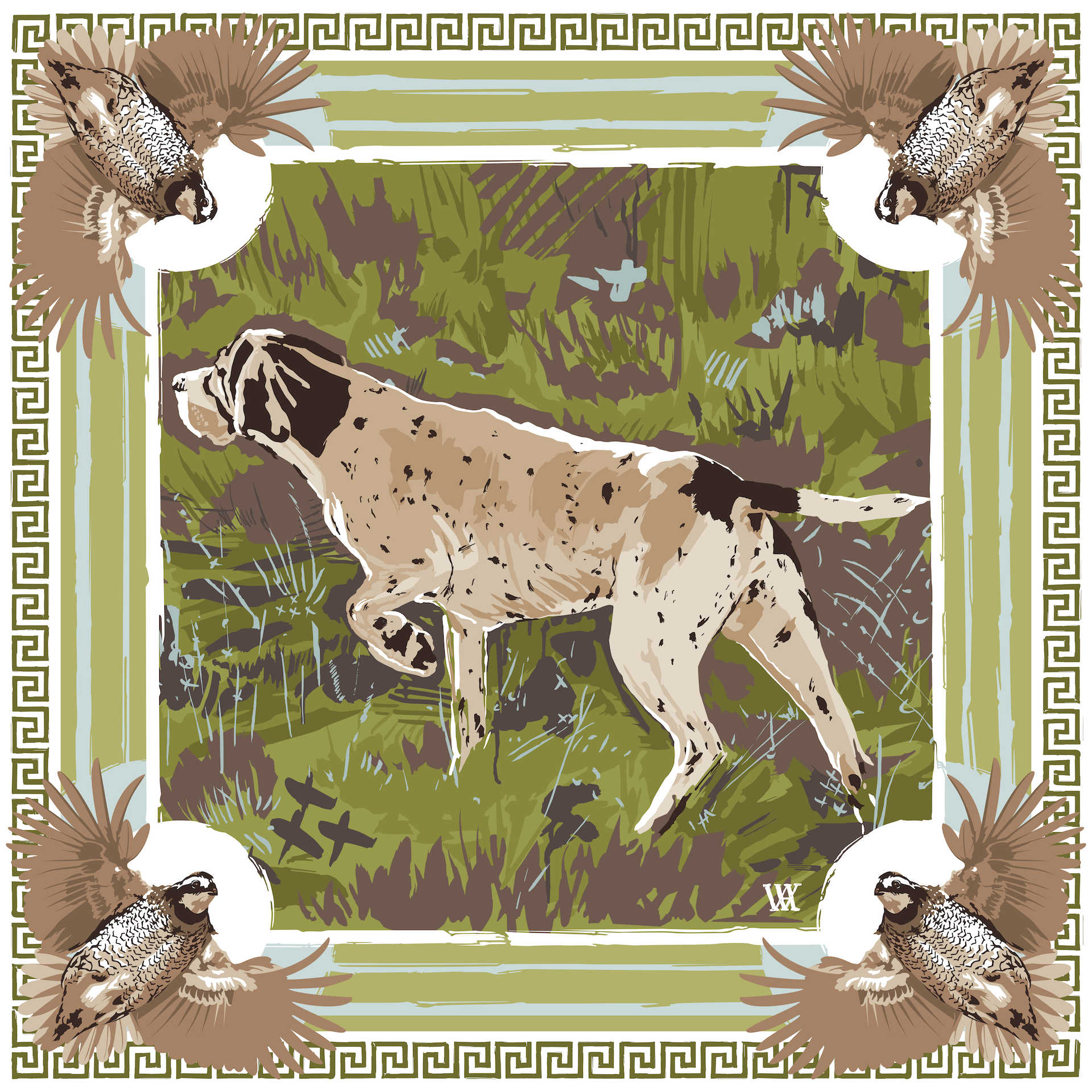 Olive Pointing Strong - Double-Sided Silk Scarf