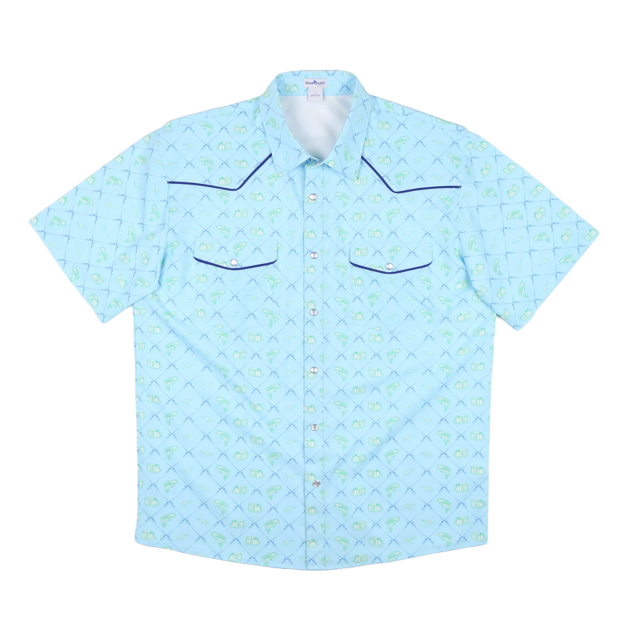 Fisherman Pearl Snap Short Sleeve Shirt-Mens