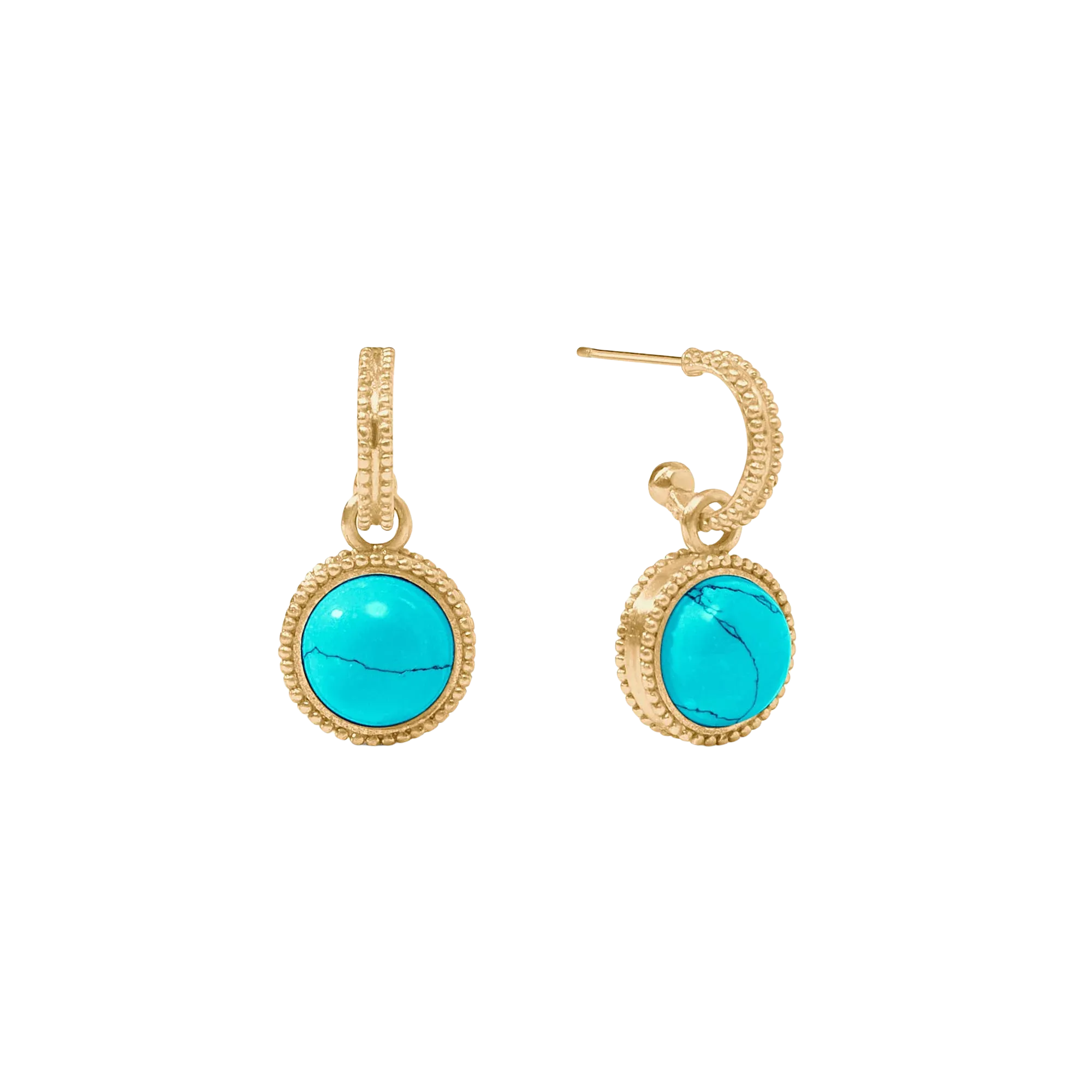 Fleur-de-Lis Hoop & Charm Turquoise Blue
