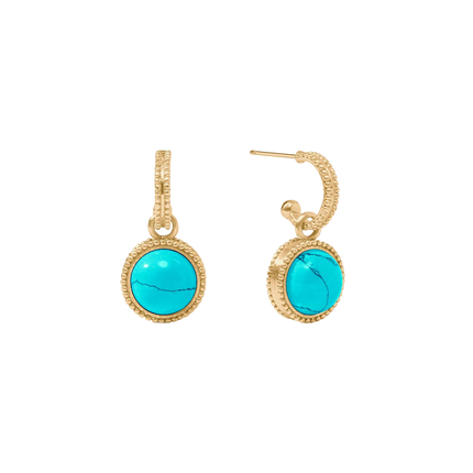 Fleur-de-Lis Hoop & Charm Turquoise Blue