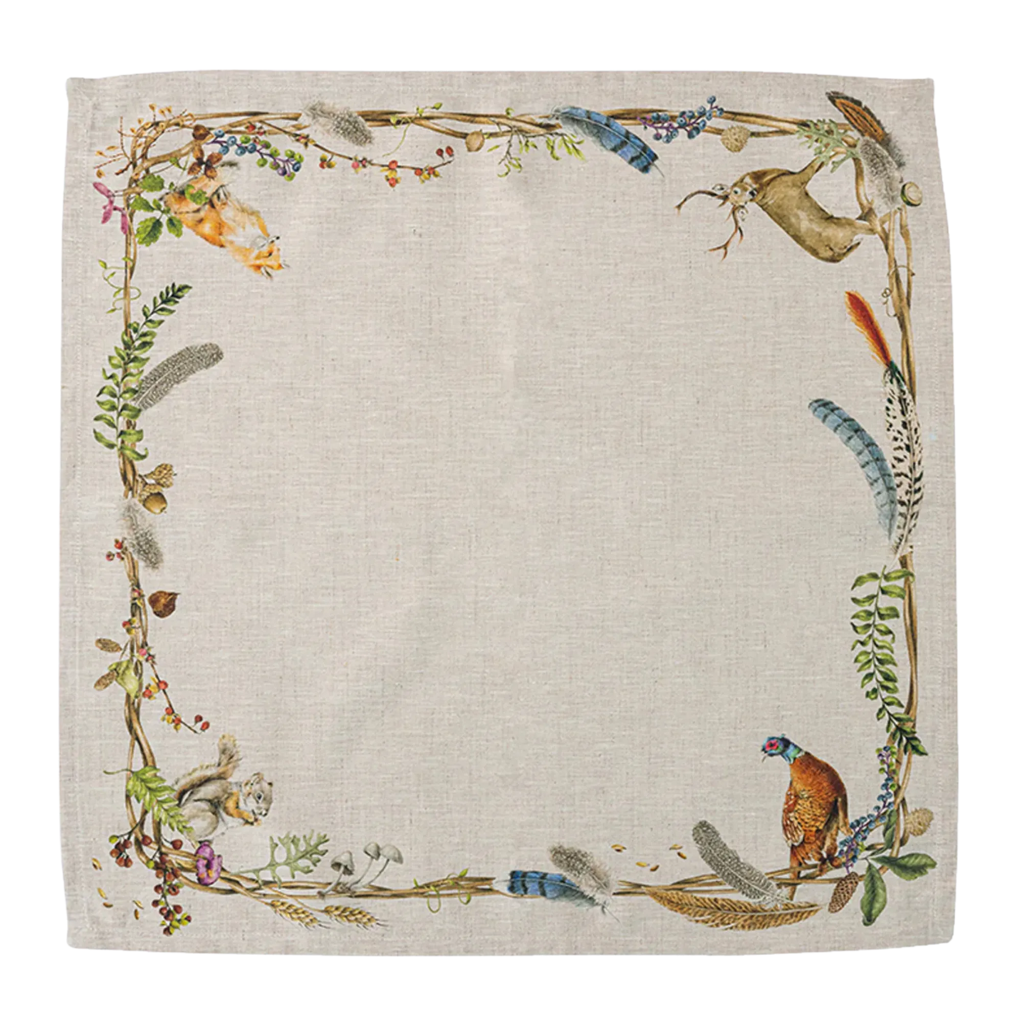 Forest Walk Café Au Lait Napkin with Animals