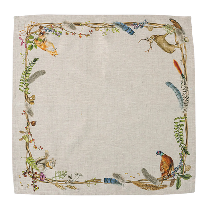 Forest Walk Café Au Lait Napkin with Animals