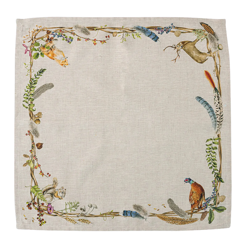 Forest Walk Café Au Lait Napkin with Animals