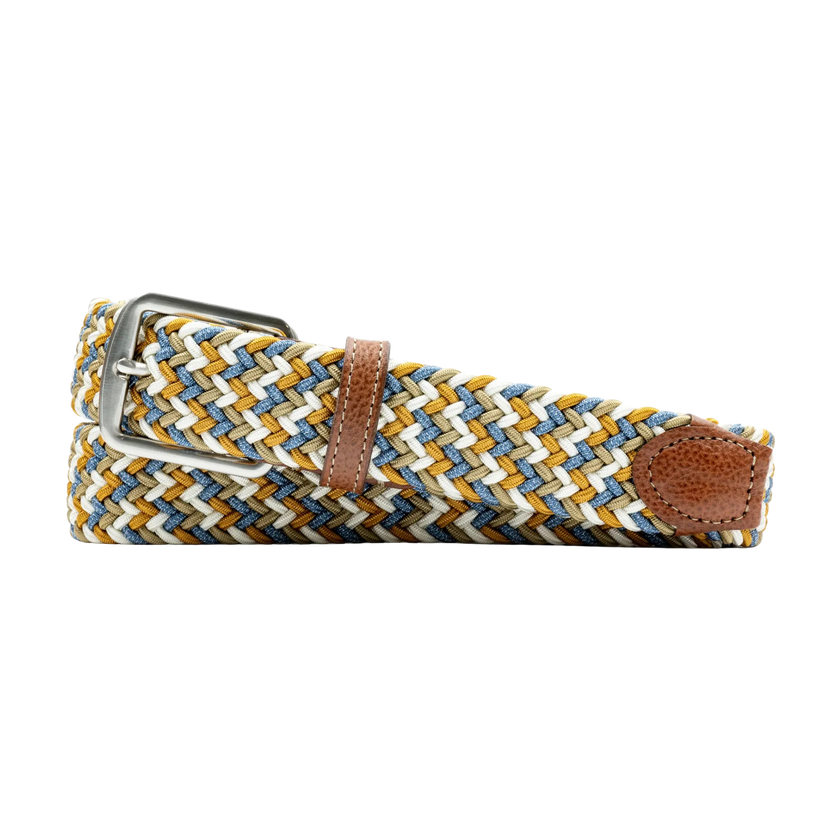 Newport Woven Italian Rayon Elastic Belt- Pina Colada Multi