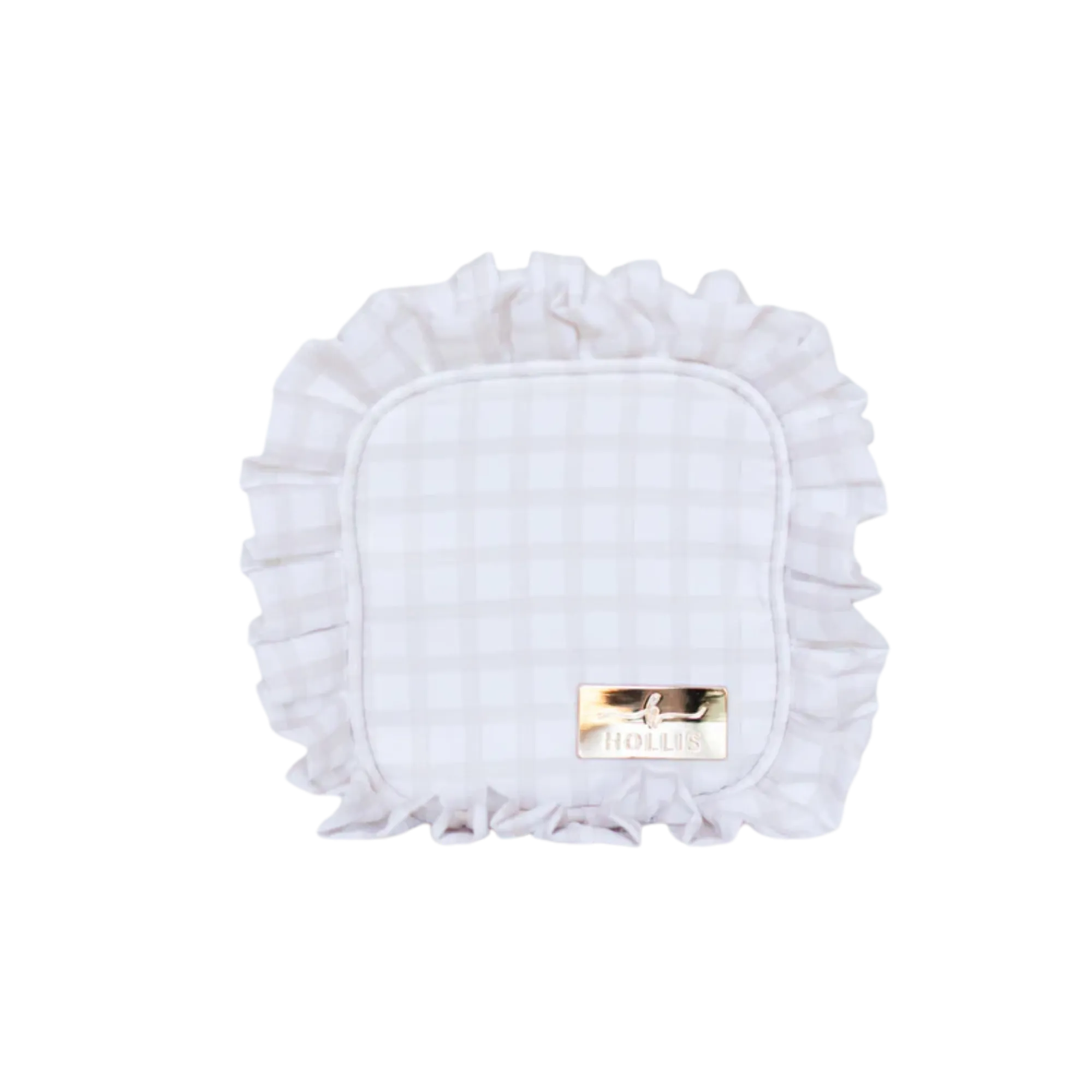 Nude Plaid Ruffled Nylon Tech Organizer 