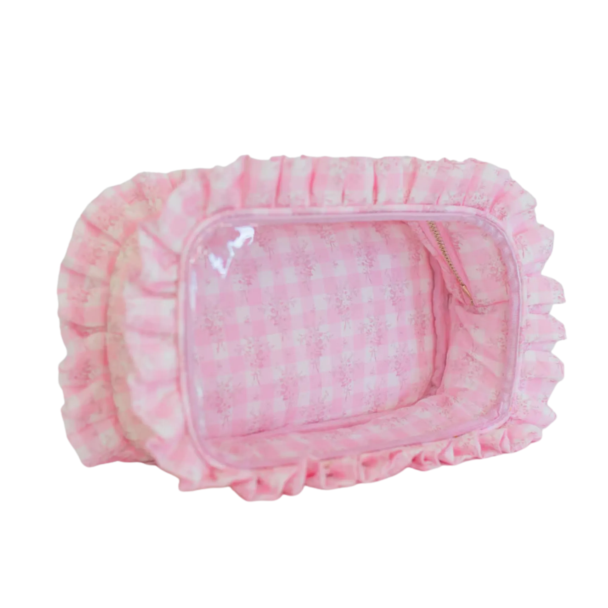 Ruffled Nylon Large Clear Pouch