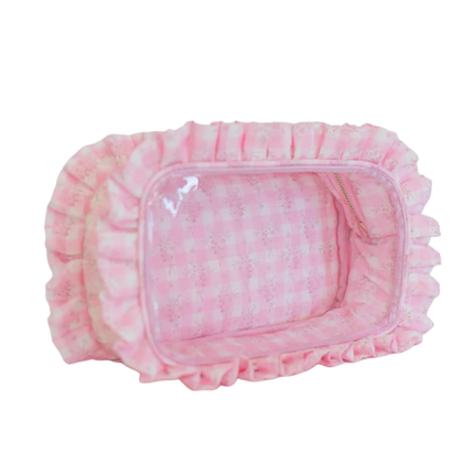 Ruffled Nylon Large Clear Pouch