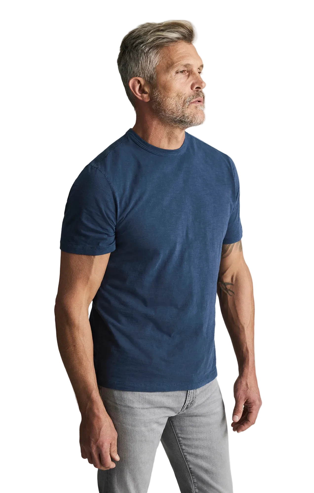 Slub Crew Neck Tshirt Vintage Indigo